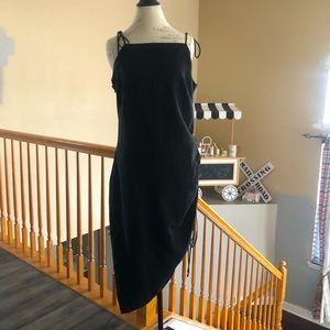 H&M Black Asymmetrical Ruched Dress